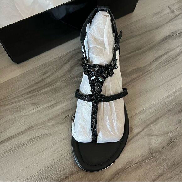 NWT G by Guess Deers black jeweled BLING sandals size 11 & 10. Glitter upper - Picture 6 of 13
